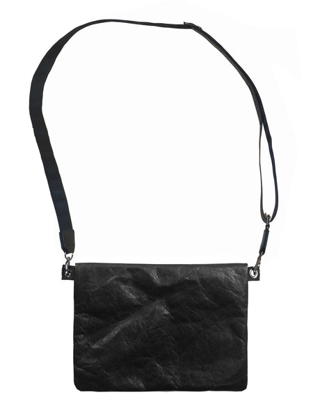 <A 000a001k02> Fungolia Tyvek Shoulder Bag (Black) (With KOVID-TEX Antimicrobial Lining)
